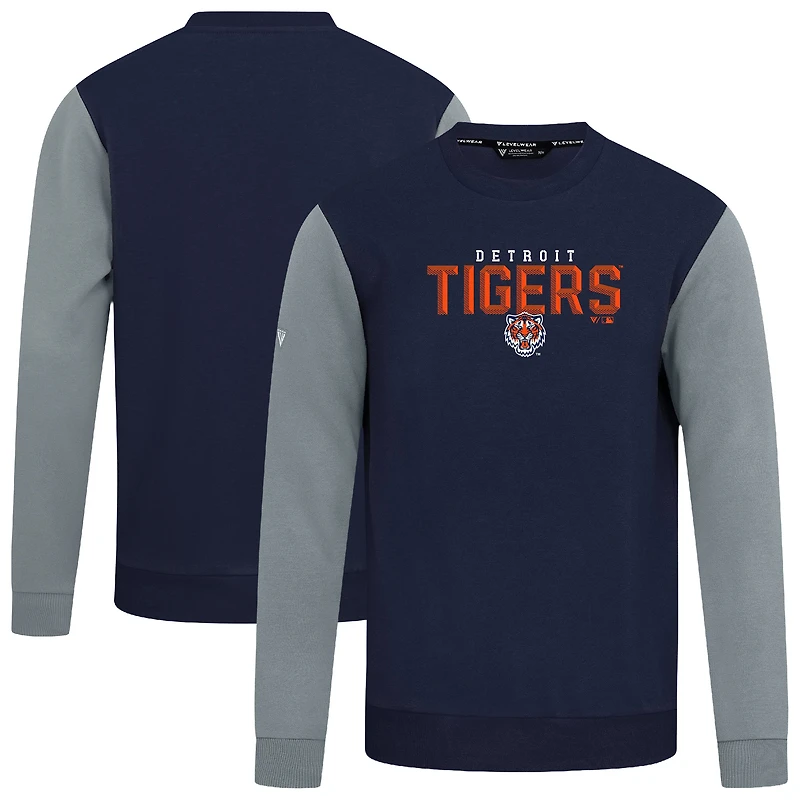 Men's Levelwear Navy Detroit Tigers Throwback Ultimate Carve Sweatshirt