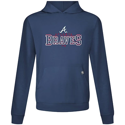 Men's Levelwear Navy Atlanta Braves Relay Journey Pullover Hoodie