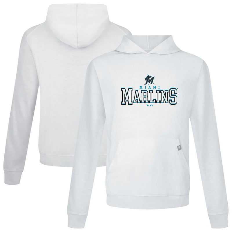 Men's Levelwear White Miami Marlins Relay Journey Pullover Hoodie