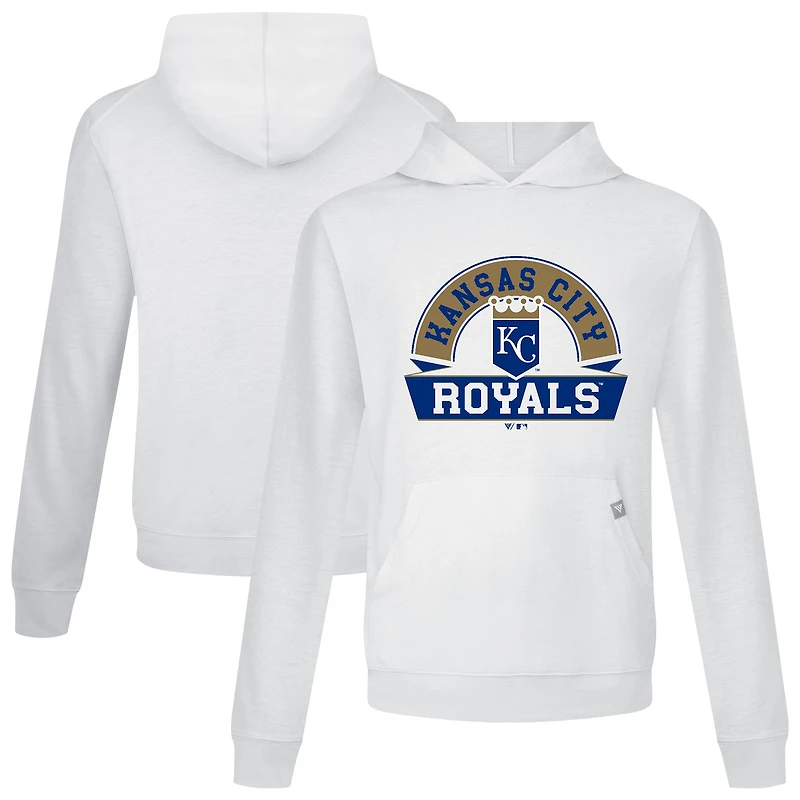 Men's Levelwear White Kansas City Royals Relay Banner Arch Pullover Hoodie