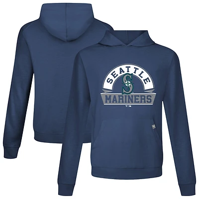 Men's Levelwear Navy Seattle Mariners Relay Banner Arch Pullover Hoodie
