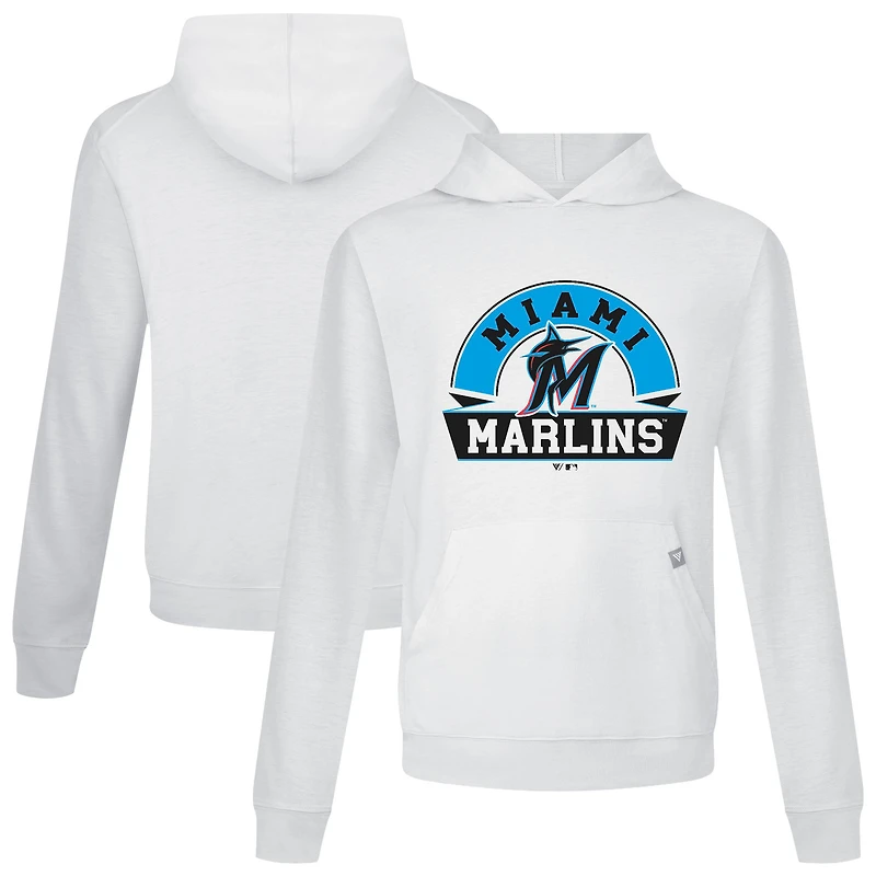 Men's Levelwear White Miami Marlins Relay Banner Arch Pullover Hoodie