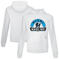 Men's Levelwear White Miami Marlins Relay Banner Arch Pullover Hoodie