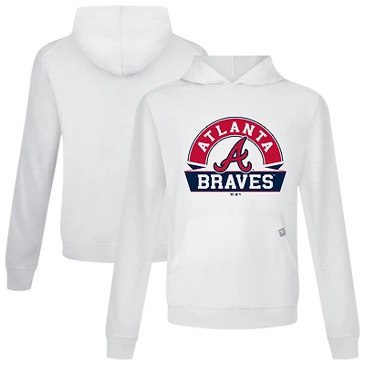 Men's Levelwear White Atlanta Braves Relay Banner Arch Pullover Hoodie