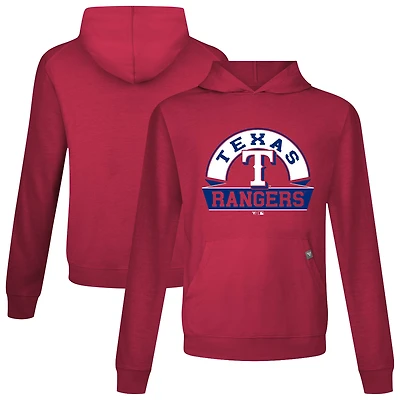 Men's Levelwear Red Texas Rangers Relay Banner Arch Pullover Hoodie