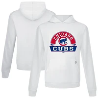 Men's Levelwear White Chicago Cubs Relay Banner Arch Pullover Hoodie