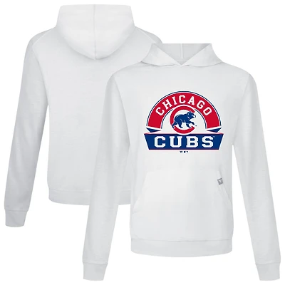 Men's Levelwear White Chicago Cubs Relay Banner Arch Pullover Hoodie
