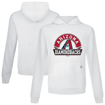 Men's Levelwear White Arizona Diamondbacks Relay Banner Arch Pullover Hoodie