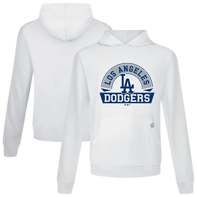 Men's Levelwear White Los Angeles Dodgers Relay Banner Arch Pullover Hoodie