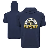 Men's Levelwear Navy Milwaukee Brewers Phase Banner Arch Hoodie T-Shirt