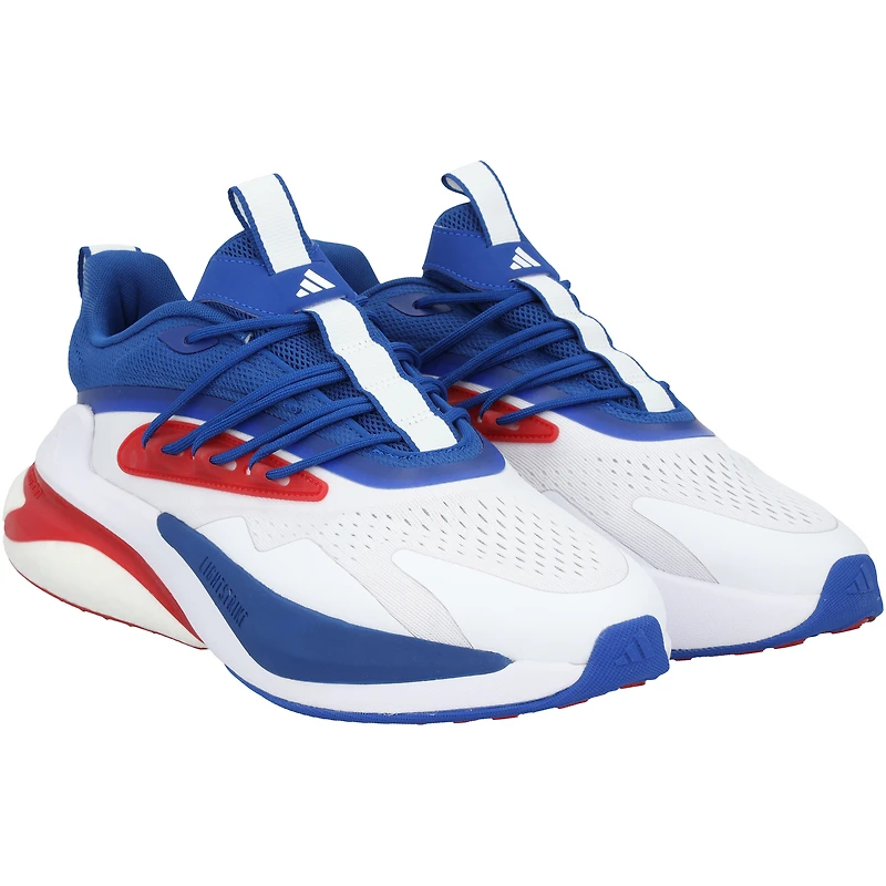 Kansas Jayhawks Team-Issued White/Royal AlphaBoost V2 adidas Shoes from the Athletics Program