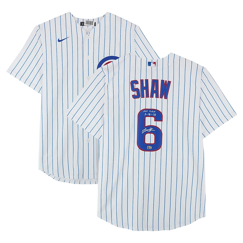 Matt Shaw Chicago Cubs Autographed White Nike Replica Jersey with "MLB Debut 3-18-25" Inscription