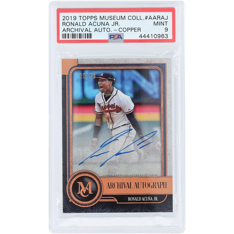 Ronald Acuna Jr. Atlanta Braves Autographed 2019 Topps Museum Collection Copper #AA-RAJ #9/50 PSA Authenticated 9 Card