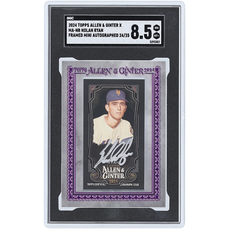Nolan Ryan New York Mets Autographed 2024 Topps Allen & Ginter X Framed Mini Silver Ink #MA-NR #24/25 SGC Authenticated 8.5 Card