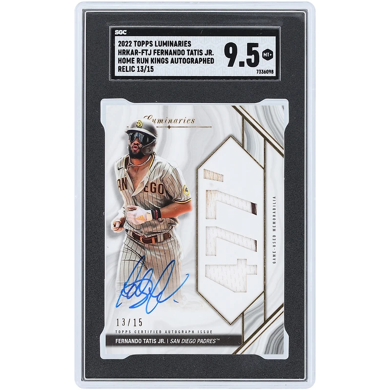 Fernando Tatis Jr. San Diego Padres Autographed 2022 Topps Luminaries Dual-Color Jersey Pinstripe Relic #HRKAR-FTJ #13/15 SGC Authenticated 9.5 Card