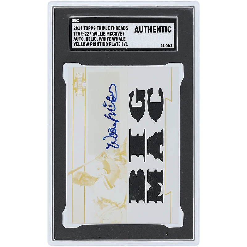 Willie McCovey San Francisco Giants Autographed 2011 Topps Triple Threads Yellow Printing Plate White Whale Relic #TTAR-227 #1/1 SGC Authenticated Auth Card