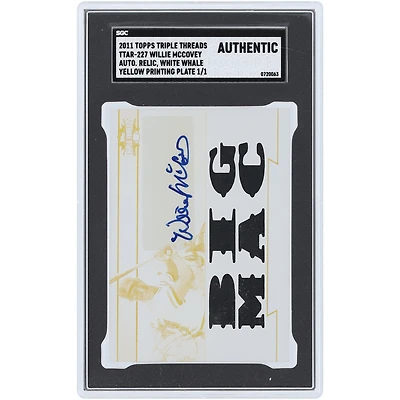 Willie McCovey San Francisco Giants Autographed 2011 Topps Triple Threads Yellow Printing Plate White Whale Relic #TTAR-227 #1/1 SGC Authenticated Auth Card