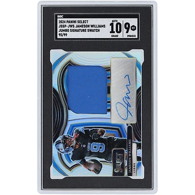 Jameson Williams Detroit Lions Autographed 2024 Panini Select Jumbo Signature Swatch Relic #JSSP-JWS #95/99 SGC Authenticated 9/10 Card