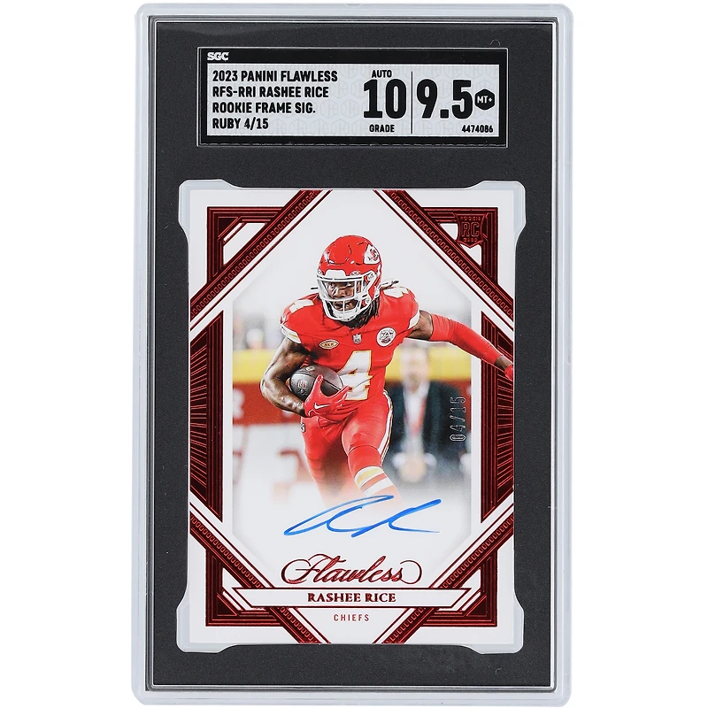 Rashee Rice Kansas City Chiefs Autographed 2023 Panini Flawless Ruby Rookie Frame #RFS-RRI #4/15 SGC Authenticated 9.5/10 Rookie Card