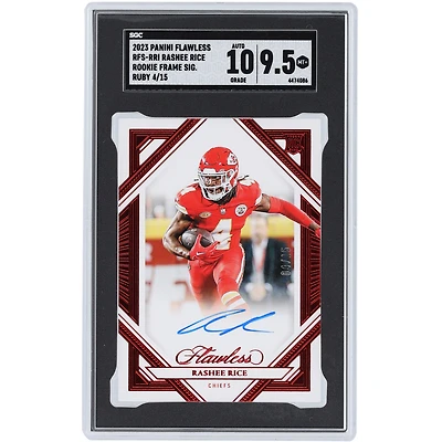Rashee Rice Kansas City Chiefs Autographed 2023 Panini Flawless Ruby Rookie Frame #RFS-RRI #4/15 SGC Authenticated 9.5/10 Rookie Card