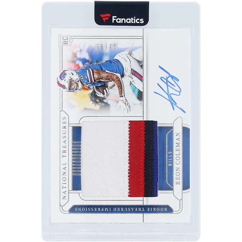 Keon Coleman Buffalo Bills Autographed 2024 Panini National Treasures Quad-Color Relic #RTI-KCM #13/99 Rookie Card