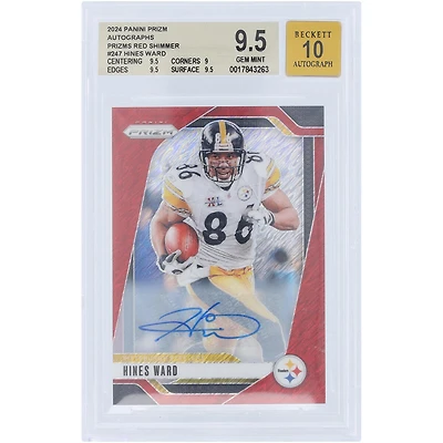 Hines Ward Pittsburgh Steelers Autographed 2024 Panini Prizm Red Shimmer Prizm #247 #3/35 BGS Authenticated 9.5/10 Card - 9.5,9,9.5,9.5 Subgrades
