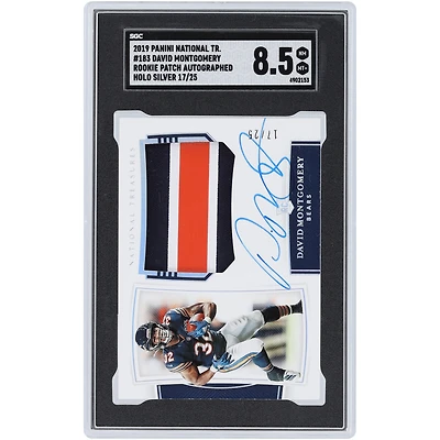 David Montgomery Chicago Bears Autographed 2019 Panini National Treasures Holo Silver Rookie Patch Tri-Color Relic #183 #17/25 SGC Authenticated 8.5 Rookie Card
