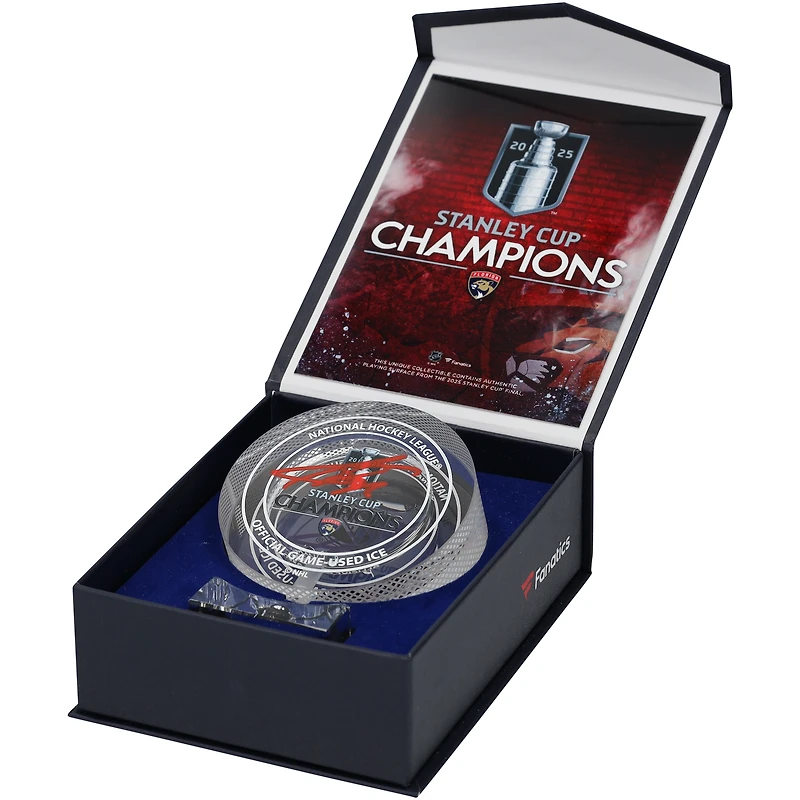Sergei Bobrovsky Florida Panthers Autographed 2025 Stanley Cup Champions Crystal Puck - Filled with Ice from the 2025 Stanley Cup Final