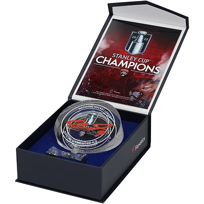 Sam Bennett Florida Panthers Autographed 2025 Stanley Cup Champions Crystal Puck - Filled with Ice from the 2025 Stanley Cup Final