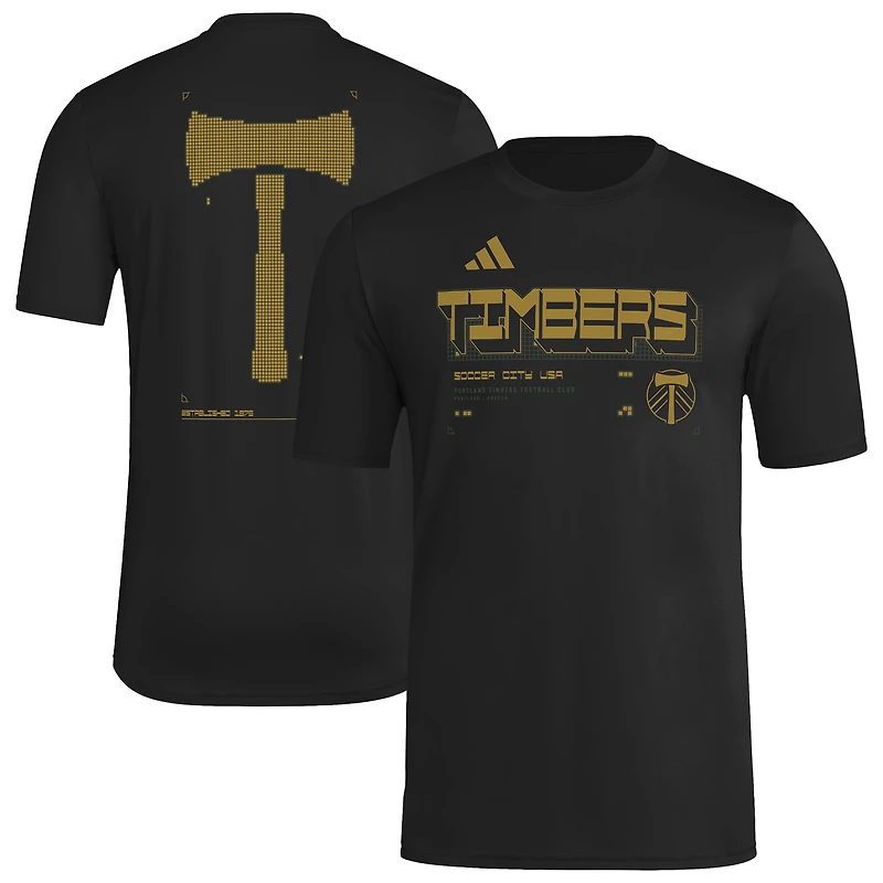 Men's adidas Black Portland Timbers 2026 Anthem AEROREADY Pregame T-Shirt