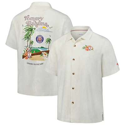 Men's Tommy Bahama Cream Detroit Tigers Cooperstown Collection Grand Slam Bay Camp Button-Up Silk Shirt