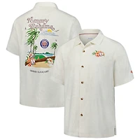 Men's Tommy Bahama Cream Detroit Tigers Cooperstown Collection Grand Slam Bay Camp Button-Up Silk Shirt