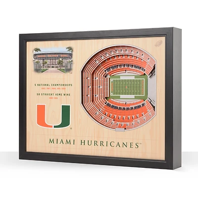 YouTheFan Miami Hurricanes 25-Layer StadiumViews 3D Wall Art