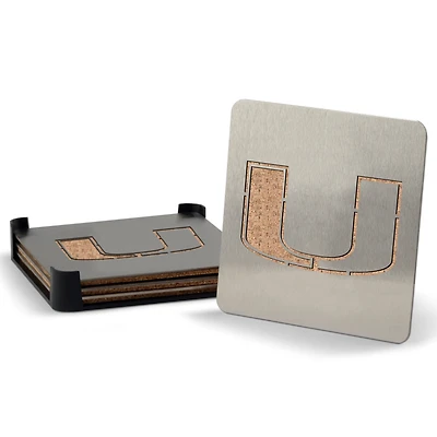 YouTheFan Miami Hurricanes Boasters Four-Piece Coaster Set