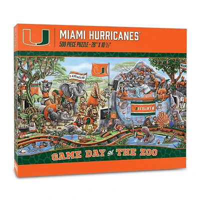 YouTheFan Miami Hurricanes 10.5" x 28" Game Day at the Zoo 500-Piece Puzzle