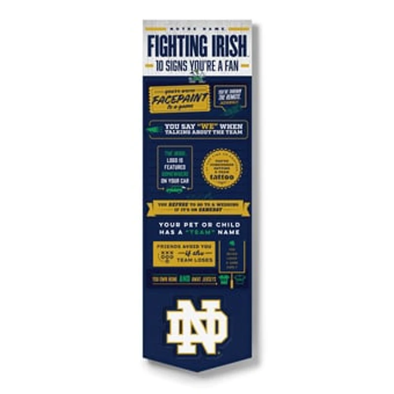 IDNA Notre Dame Fighting Irish 6" x 19" Top Ten Sign 3D Wall Art