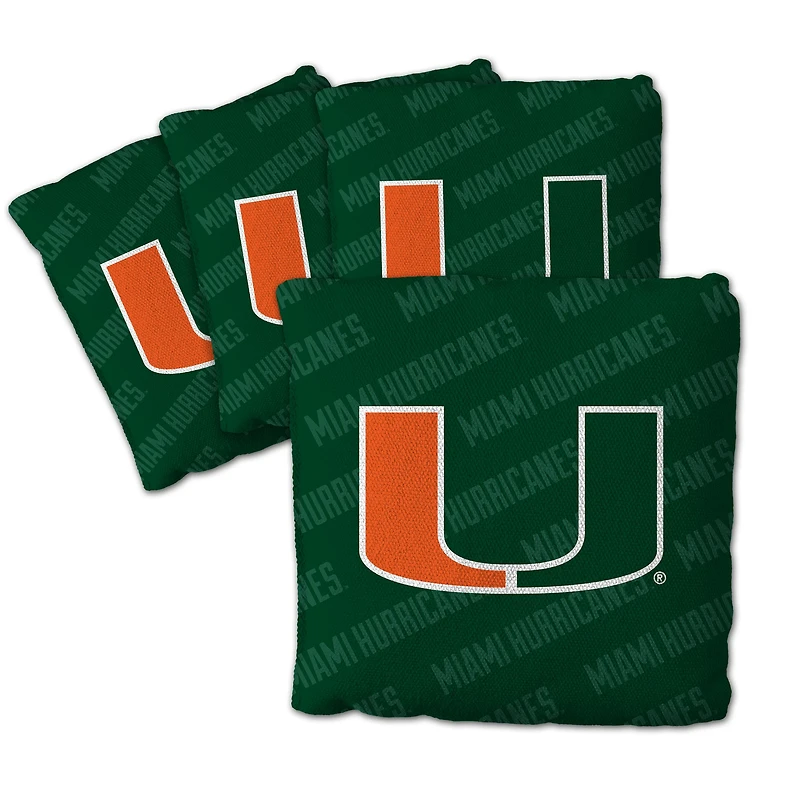 YouTheFan Miami Hurricanes Four-Piece Cornhole Bag Set
