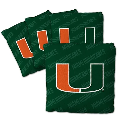 YouTheFan Miami Hurricanes Four-Piece Cornhole Bag Set
