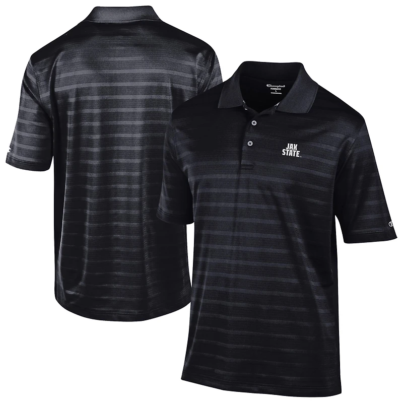 Men's Champion Black Jacksonville State Gamecocks Textured Solid Polo