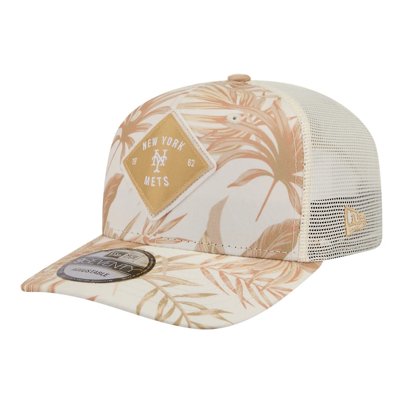 Men's New Era  Tan New York Mets Tonal Palm COOLERA 9SEVENTY Adjustable Trucker Hat