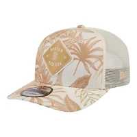 Men's New Era  Tan Boston Red Sox Tonal Palm COOLERA 9SEVENTY Adjustable Trucker Hat