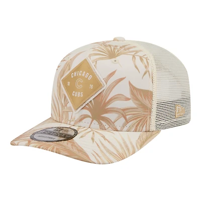 Men's New Era  Tan Chicago Cubs Tonal Palm COOLERA 9SEVENTY Adjustable Trucker Hat