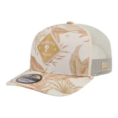 Men's New Era  Tan Philadelphia Phillies Tonal Palm COOLERA 9SEVENTY Adjustable Trucker Hat