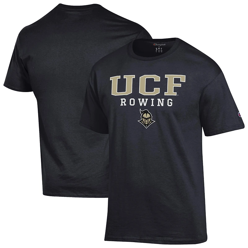 Men's Champion Black UCF Knights Stacked Logo Rowing T-Shirt