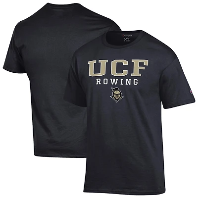 Men's Champion Black UCF Knights Stacked Logo Rowing T-Shirt