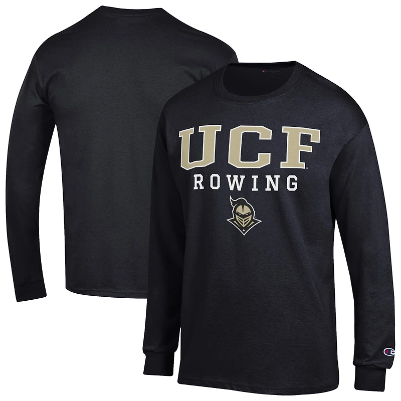 Men's Champion Black UCF Knights Stacked Logo Rowing Long Sleeve T-Shirt