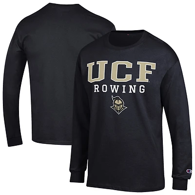 Men's Champion Black UCF Knights Stacked Logo Rowing Long Sleeve T-Shirt