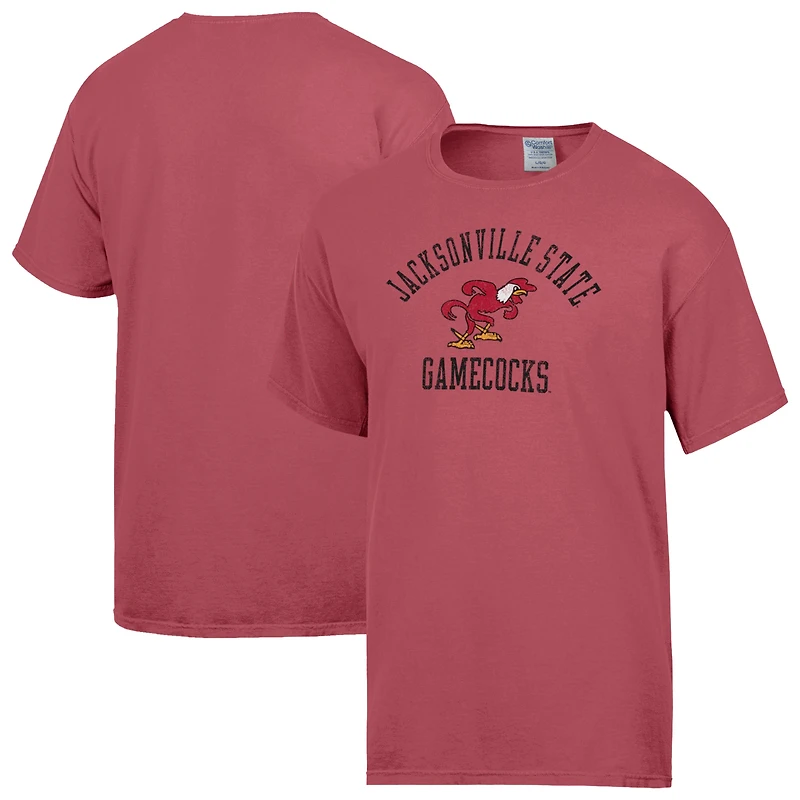 Men's ComfortWash Red Jacksonville State Gamecocks Arch Logo T-Shirt
