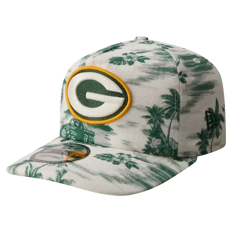 Men's New Era White Green Bay Packers Tropics 19TWENTY Adjustable Hat