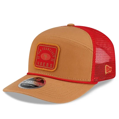 Men's New Era  Brown/Scarlet San Francisco 49ers Team Patch Split Panel 9SEVENTY Adjustable Trucker Hat